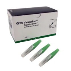AGUJA VACUTAINER 21G X 38 MM, VERDE, CAJA CON 100 PIEZAS